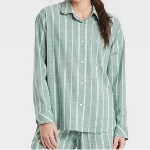 Auden Mint and White Striped Lounge Shirt